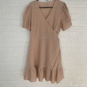 Ann Taylor LOFT outlet brown gingham mini dress